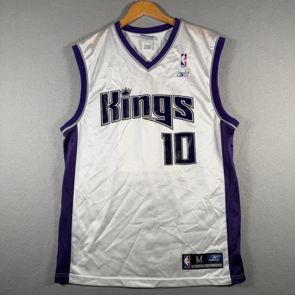 Reebok NBA Sacramento Kings Mike Bibby 10 Jersey Mens Medium White Purple 7001A